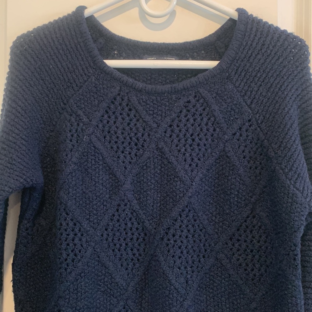 American Eagle Outfitters Navy Blue Knit Sweater